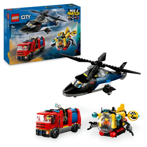 60462 REMIX: HELICOPTERO, CAMION DE BOMBEROS Y SUBMARINO