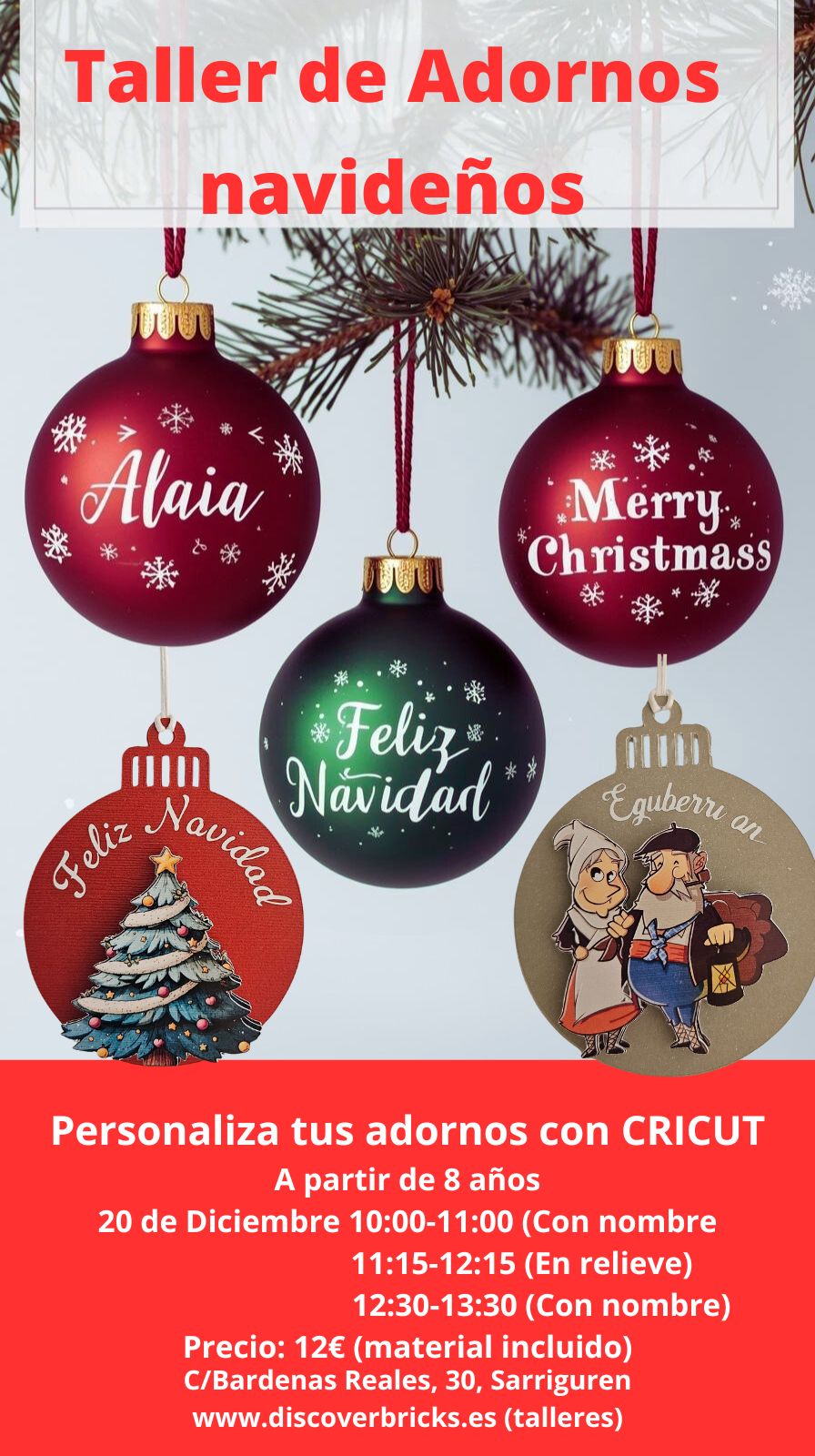 Talleres de Adornos navideños con Cricut. 20 Diciembre